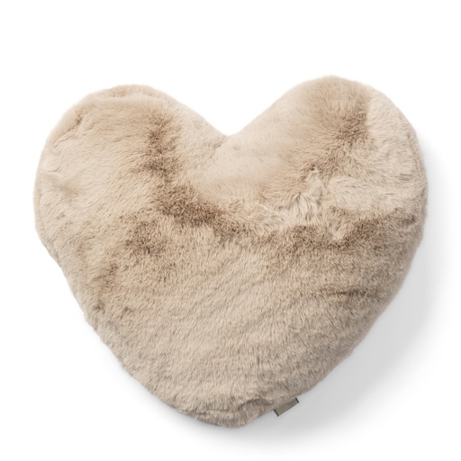 Coussin Coeur - Fausse Fourrure (beige)